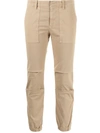 Nili Lotan Stretch Cotton Twill Crop Military Pants In Brown