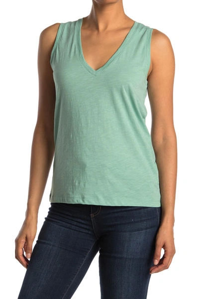 Madewell V-neck Cotton Tank In Dusty Fern