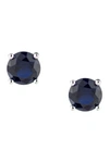 Cz By Kenneth Jay Lane Round Cut Cz Stud Earrings In Blue-silver