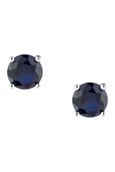 Cz By Kenneth Jay Lane Round Cut Cz Stud Earrings In Blue-silver