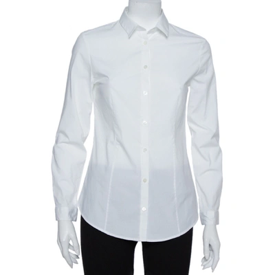 Pre-owned Burberry White Stretch Cotton Long Sleeve Button Front Shirt S