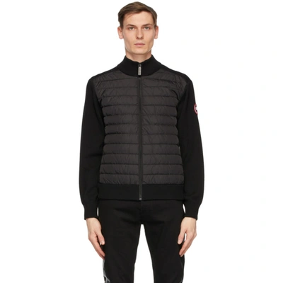 Canada Goose Hybridge Slim Fit Down Front Knit Jacket In Black