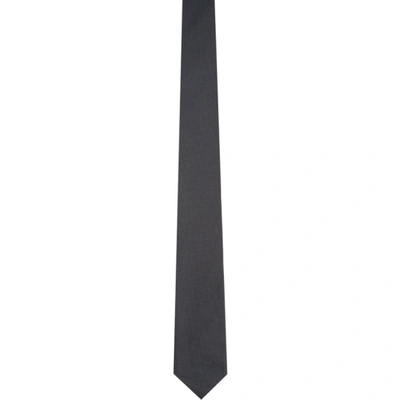 Ermenegildo Zegna Black & Grey Silk Check Tie In A Blk