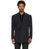 ERMENEGILDO ZEGNA BLACK LINEN OVERSIZED DOUBLE-BREASTED BLAZER