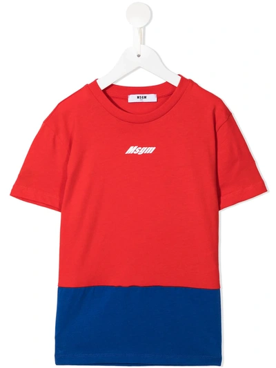 Msgm Kids' Logo-print Cotton T-shirt In Red