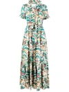 La Doublej Sassy Ruffle Trim Floral Maxi Dress In Tree Of Life Bianco