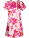 LA DOUBLEJ FLORAL SHIFT MINI SILK DRESS