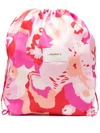 La Doublej Sack Peonia-print Silk-twill Drawstring Bag In Peonia Rosa