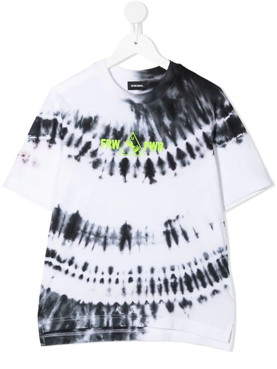 Diesel Teen Tie-dye Print T-shirt In White