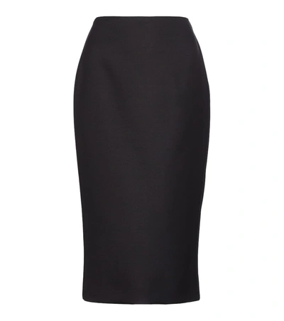 Fendi Wool And Silk-blend Pencil Skirt In Black