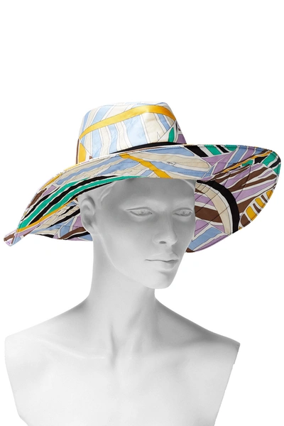 Emilio Pucci Grosgrain-trimmed Printed Twill Sunhat In Sky Blue