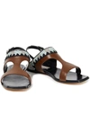 EMILIO PUCCI EMBROIDERED LEATHER SLINGBACK SANDALS,3074457345624735604