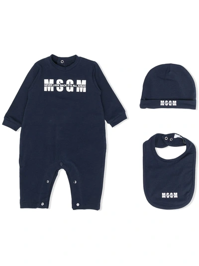 Msgm Slogan Logo Babygrow Set In 蓝色