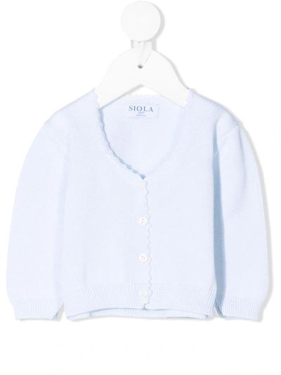 Siola Babies' Scallop-edge Cardigan In 蓝色