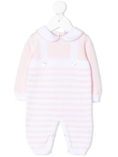 Siola Babies' Striped Knitted Romper In Pink