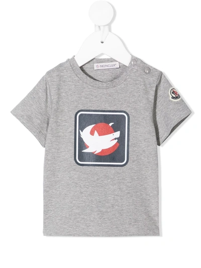Moncler Babies' Shark Print T-shirt In 灰色