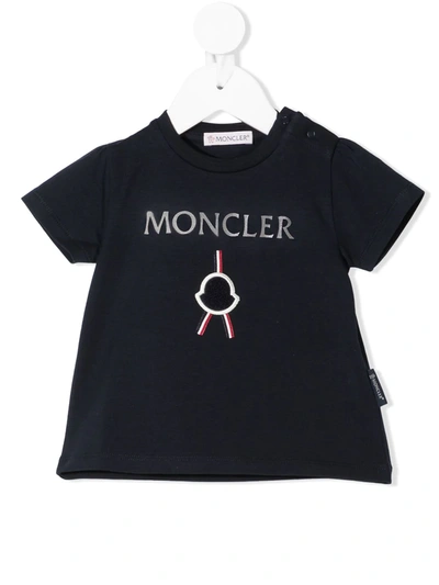 Moncler Babies' Logo-printed T-shirt In 蓝色