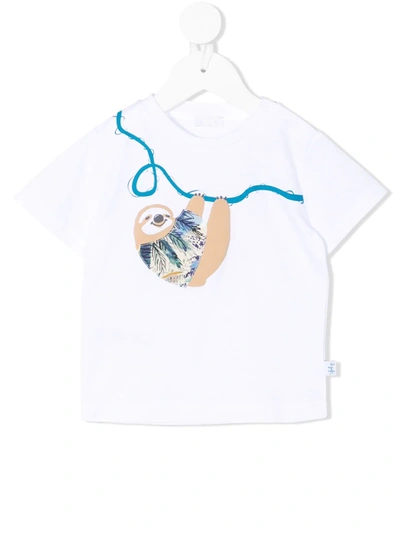 Il Gufo Babies' Sloth Print T-shirt In 白色