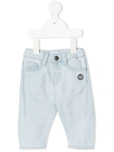 Emporio Armani Babies' High-rise Straight Leg Jeans In 蓝色