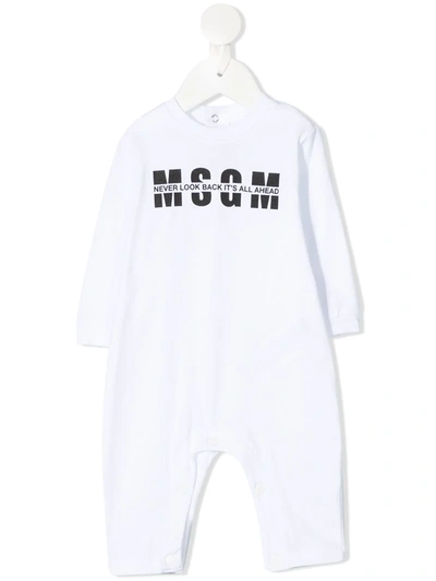 Msgm Babies' Logo-print Romper In 白色