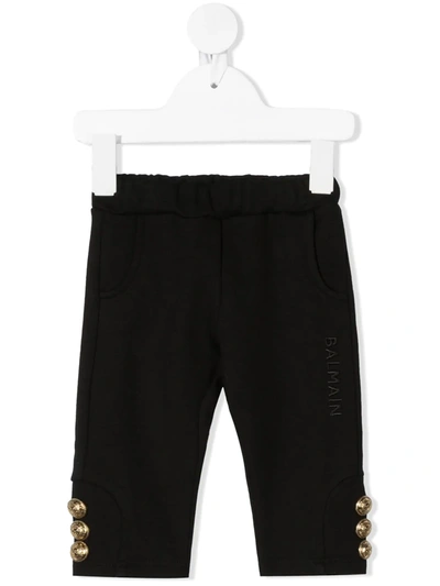 Balmain Babies' Newborn Black Joggers With Golden Buttons