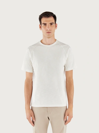 Ferragamo Salvatore  Herren T-shirt Mit Stickerei In White