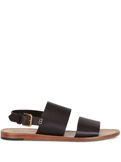 Dolce & Gabbana Double-strap Leather Sandals In Black