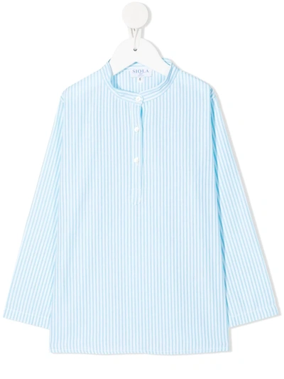 Siola Kids' Striped Button-up Shirt In Blue