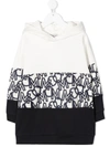 Moncler Teen Monogram-panel Hooded Dress In White