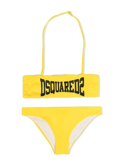 Dsquared2 Kids' Two-piece Swimsuit With Print In Yellow