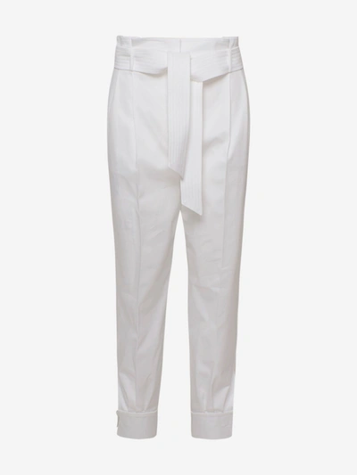 Max Mara Paperbag-waist Trousers In White
