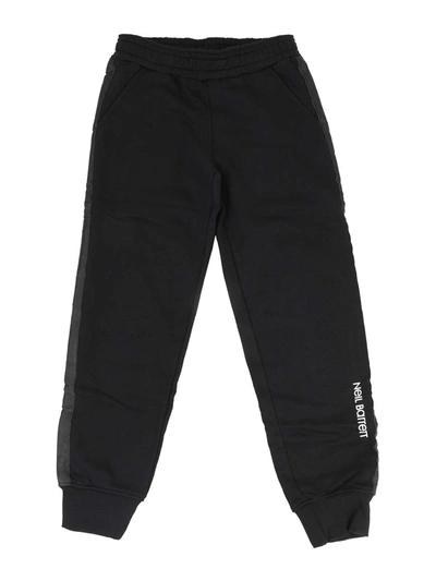 Neil Barrett Kids' Striped Band Trousers In Black