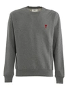 Ami Alexandre Mattiussi Ami Paris Logo Embroidered Crewneck Sweatshirt In Heather Grey