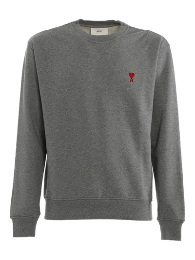 Ami Alexandre Mattiussi Ami Paris Logo Embroidered Crewneck Sweatshirt In Grey