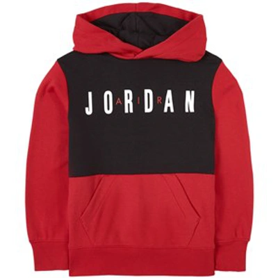 Air Jordan Kids'  Red Colour Block Logo Hoodie In Black