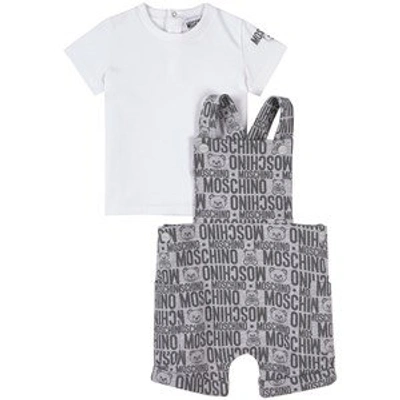 Moschino Babies'  Grey Branded Jersey Overalls Set