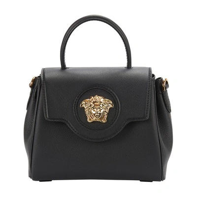 Versace La Medusa Small Handbag In Black  Gold