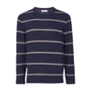 Brunello Cucinelli Striped Crew Neck Jumper In Bleu Marine