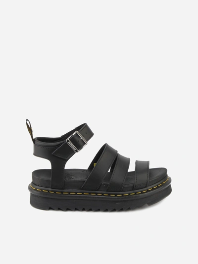 Dr. Martens' Blaire Contrast-stitch Leather Sandals In Black Hydro