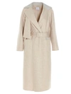 AGNONA ULTRALIGHT BELTED COAT IN SAND colour