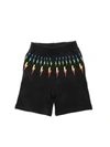 Neil Barrett Teen Lightning Bolt-print Track Shorts In Black