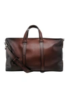 ORCIANI ARTIK HAMMERED LEATHER TRAVEL BAG IN BROWN