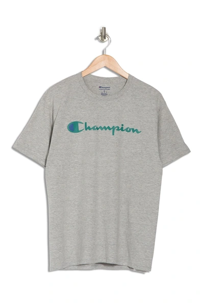 Champion Classic Logo Print Short Sleeve T-shirt In Oxford Gray
