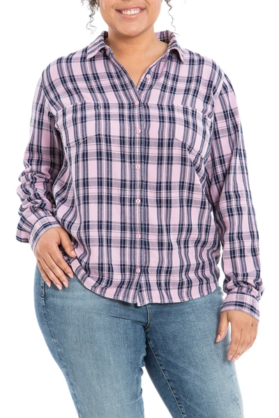 Slink Jeans Plaid Western Shirt In Violet