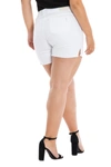 Slink Jeans Frayed Hem Side Vent Shorts In White