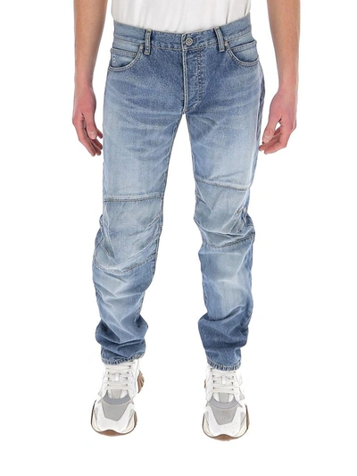 Balmain Distressed Jeans In Blue