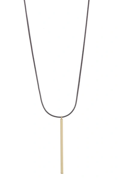 Abound Long Bar Pendant Necklace In Black- Gold