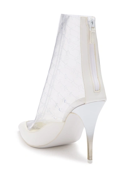 Stella Mccartney Pointed Toe Clear Stiletto Bootie In 9068 White/crys
