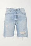 FRAME LE SLOUCH BERMUDA FRAYED DENIM SHORTS