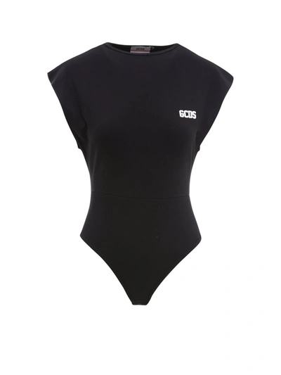 Gcds Logo-print Sleeveless Bodysuit In Black